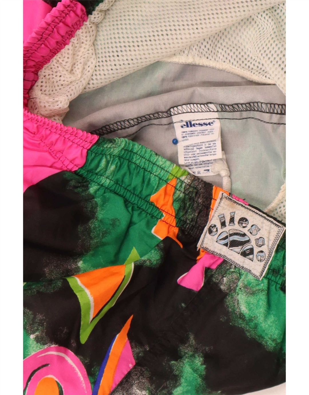 Ellesse Mens Graphic Sport Shorts Medium Green Colourblock Polyester
