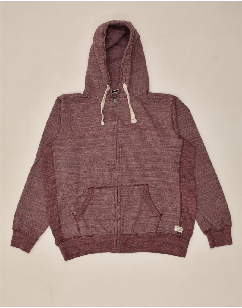 JACK & JONES Mens Zip Hoodie Sweater XL Maroon Flecked Cotton | Vintage Jack & Jones | Thrift | Second-Hand Jack & Jones | Used Clothing | Messina Hembry 