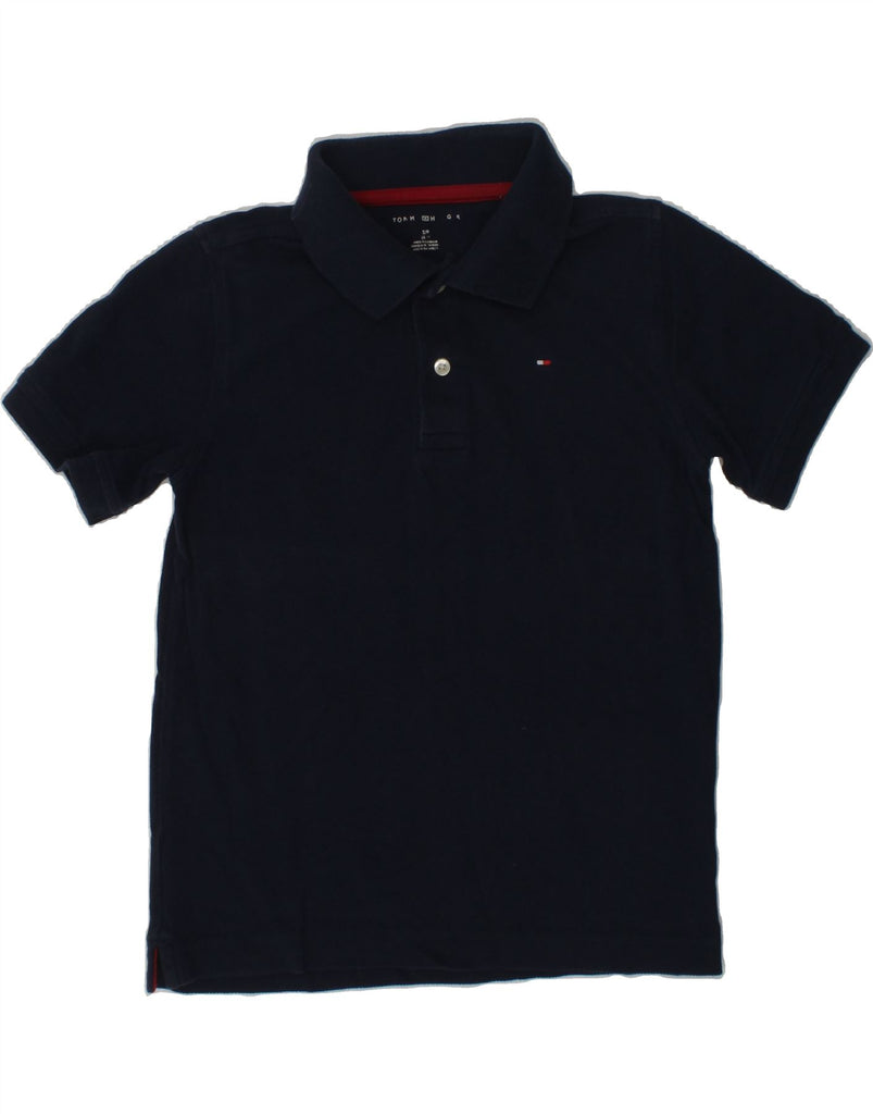 TOMMY HILFIGER Boys Polo Shirt 5-6 Years Small Navy Blue Cotton | Vintage Tommy Hilfiger | Thrift | Second-Hand Tommy Hilfiger | Used Clothing | Messina Hembry 