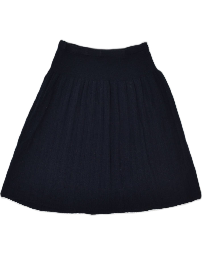 J. CREW Womens Pleated A-Line Skirt UK 2 2XS W28 Navy Blue | Vintage J. Crew | Thrift | Second-Hand J. Crew | Used Clothing | Messina Hembry 