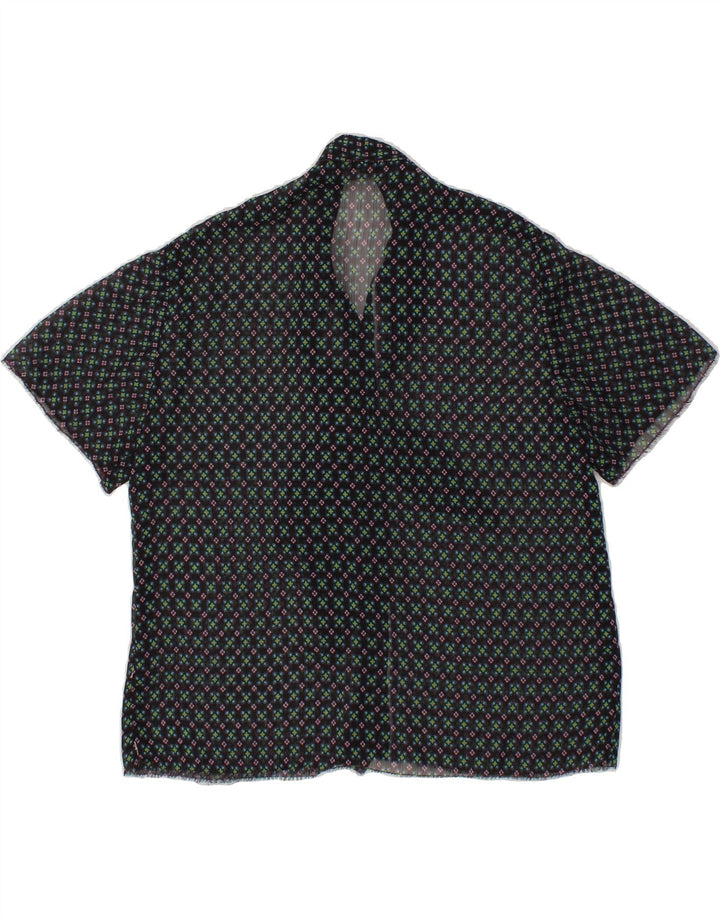 VINTAGE Womens Bow Tie Short Sleeve See Through Top UK 14 Medium Black Vintage Vintage and Second-Hand Vintage from Messina Hembry 