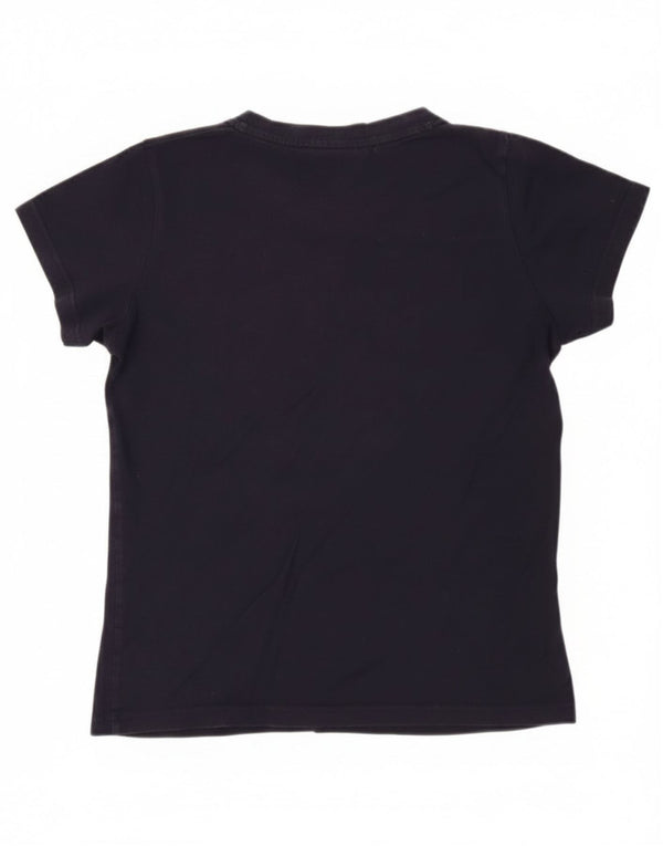 Fila Womens Graphic T-Shirt Top UK 10 Small Navy Blue Cotton