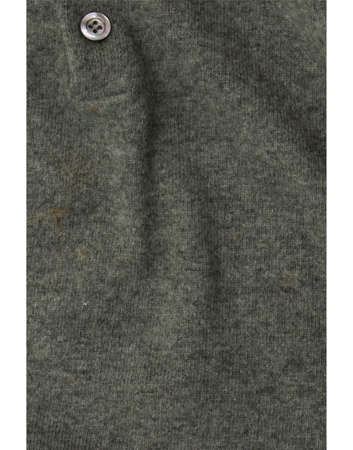Benetton Mens Polo Neck Jumper Sweater Small Green Virgin Wool