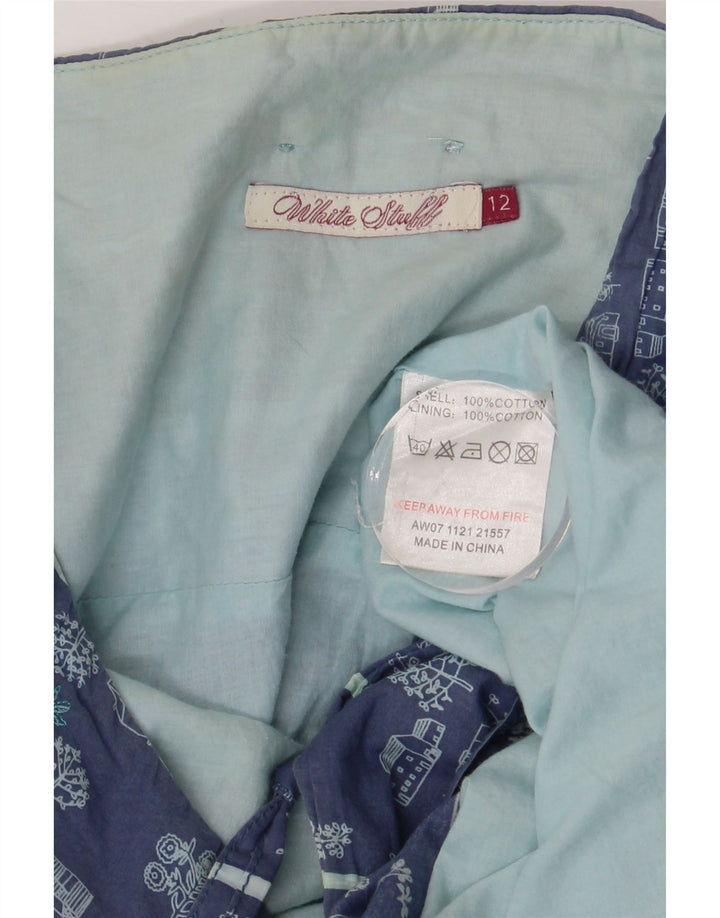 White Stuff Womens Graphic A-Line Skirt UK 12 Medium W30 Blue Cotton