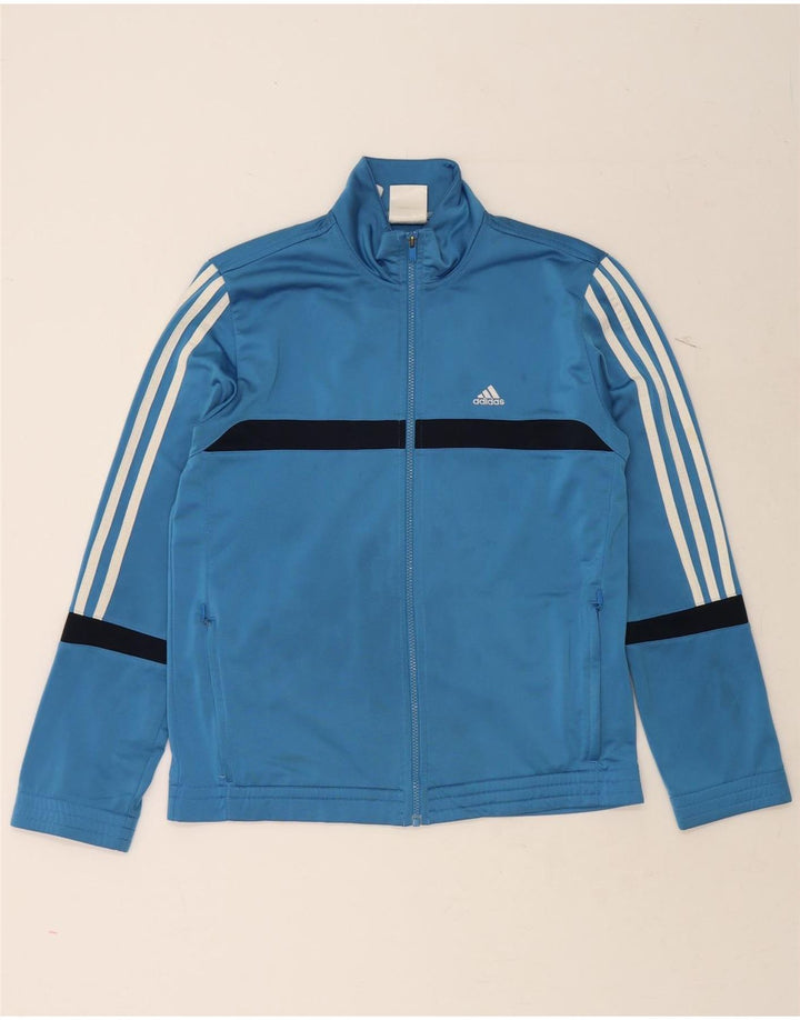 ADIDAS Boys Tracksuit Top Jacket 15-16 Years Blue Colourblock Polyester Vintage Adidas and Second-Hand Adidas from Messina Hembry 