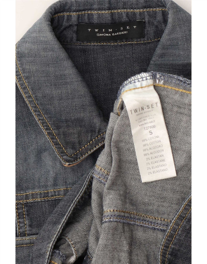 Simona Barbieri Womens Twin-Set Denim Jacket UK 10 Small Blue Cotton