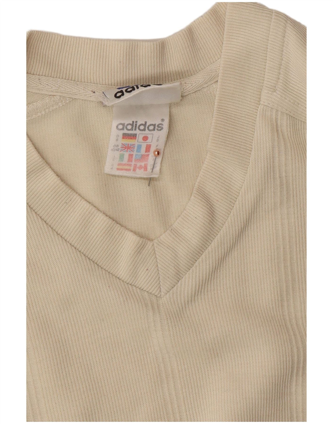 ADIDAS Mens T-Shirt Top UK 40/42 Medium Beige Cotton