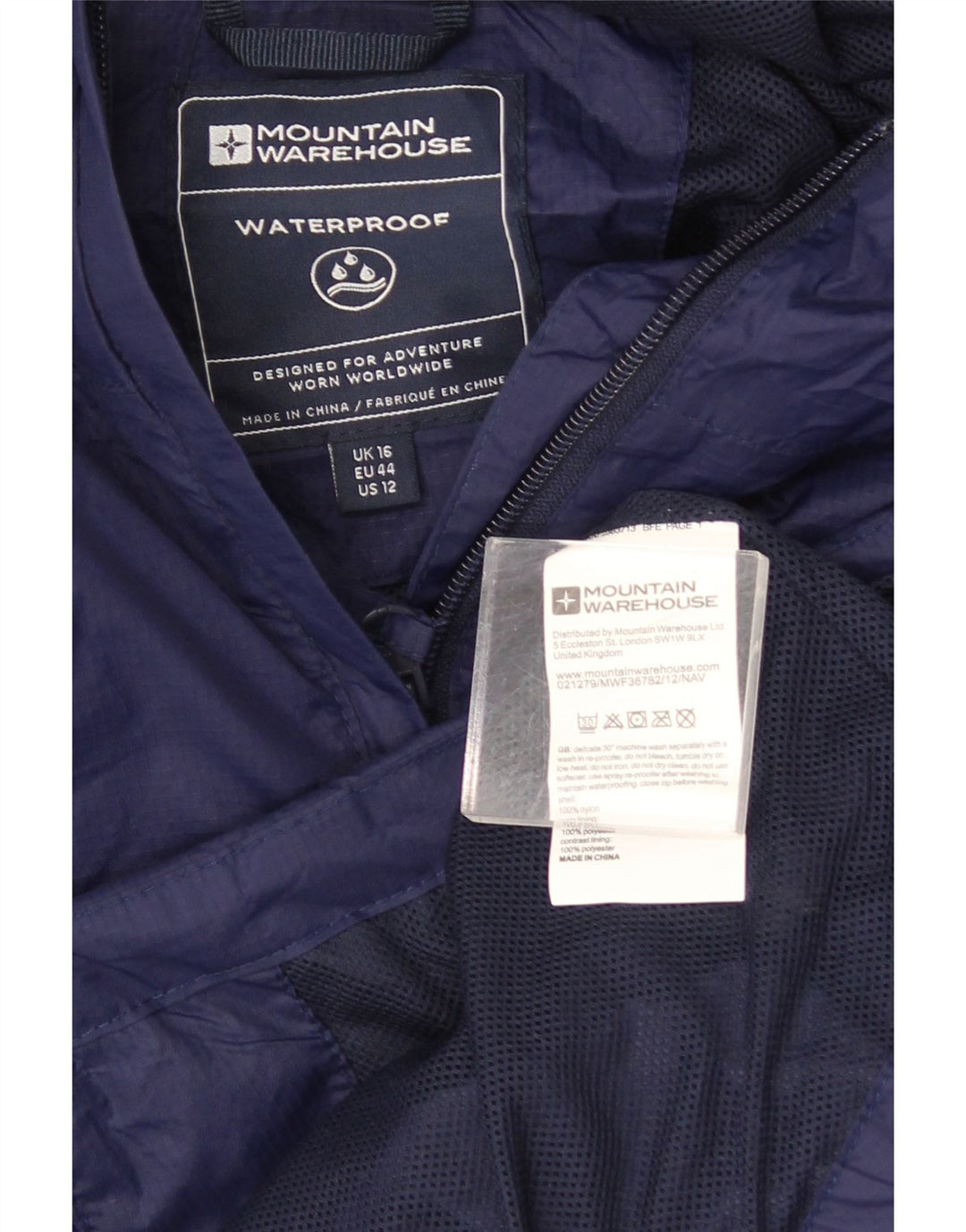 Mountain Warehouse Womens Hooded Rain Jacket UK 16 Large  Navy Blue Nylon