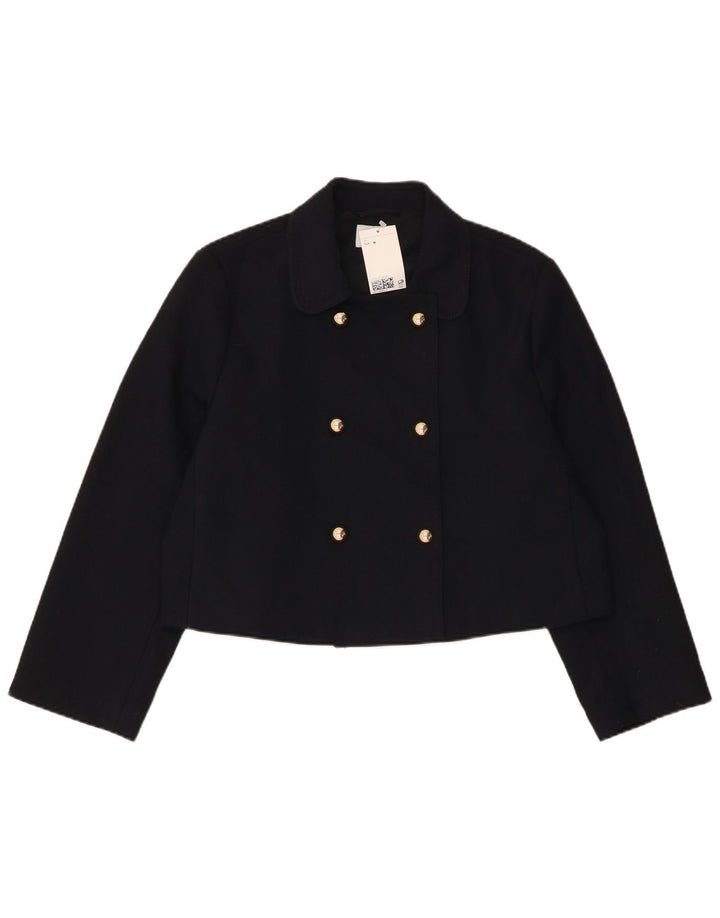 H&M Womens Double Breasted Oversized Blazer Jacket UK 14 Medium Navy Blue