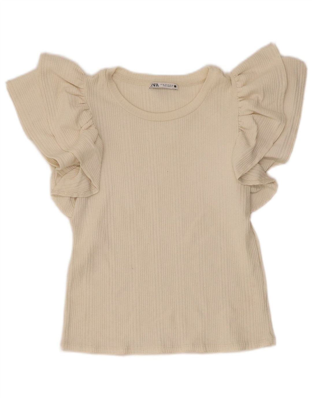 Zara Womens Crop Blouse Top UK 12 Medium Beige