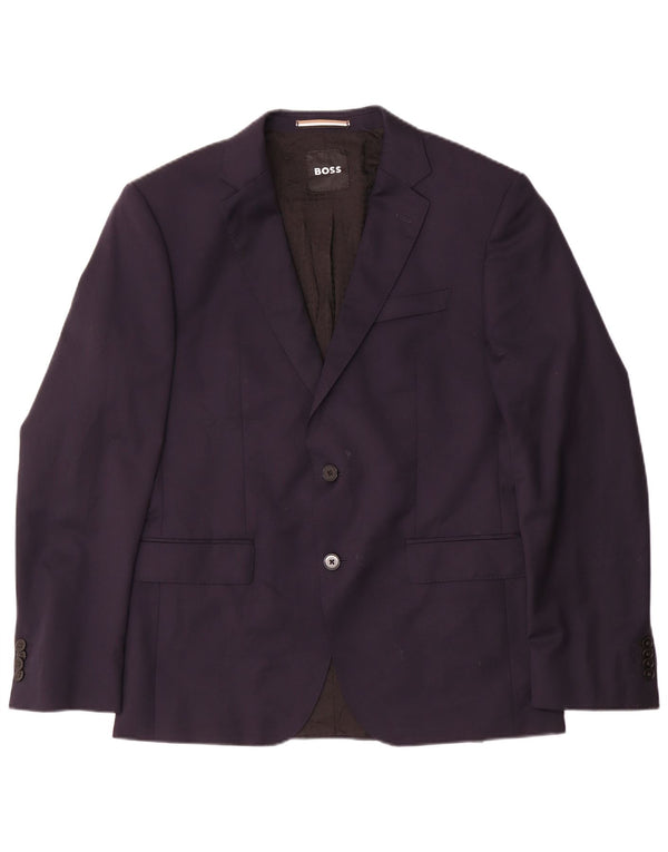 Hugo Boss Mens 2 Button Blazer Jacket EU 50 Large Navy Blue Wool