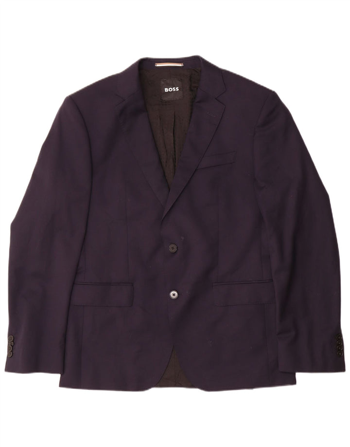 Hugo Boss Mens 2 Button Blazer Jacket EU 50 Large Navy Blue Wool