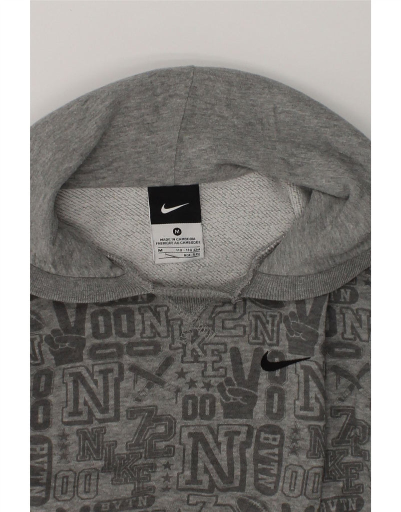 NIKE Boys Graphic Hoodie Jumper 5-6 Years Medium Grey Cotton | Vintage Nike | Thrift | Second-Hand Nike | Used Clothing | Messina Hembry 