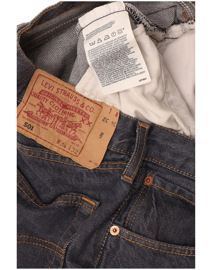 Levi's Mens 501 Straight Jeans W34 L32 Navy Blue Cotton