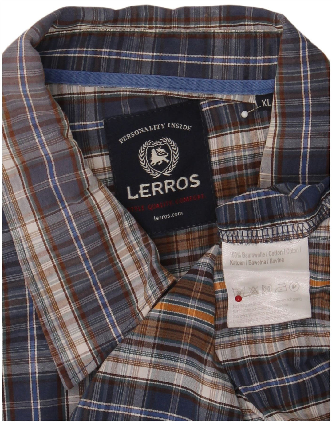 Lerros Mens Flannel Shirt XL Multicoloured Check Cotton