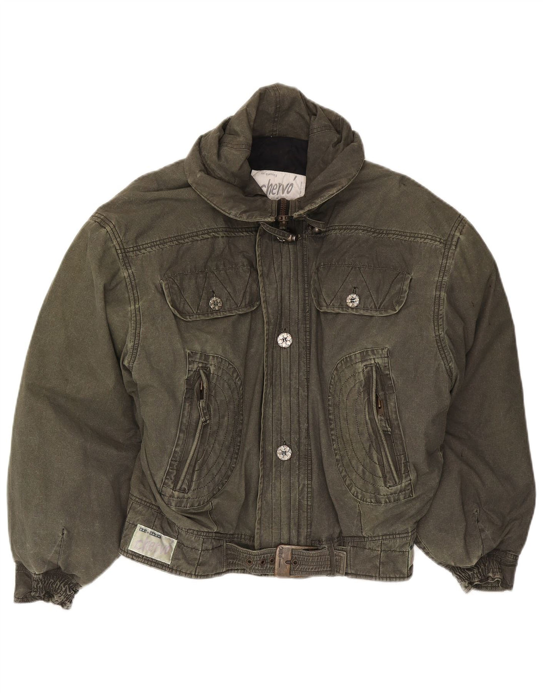 Chervo Mens Ski Jacket UK 44 2XL Khaki Cotton