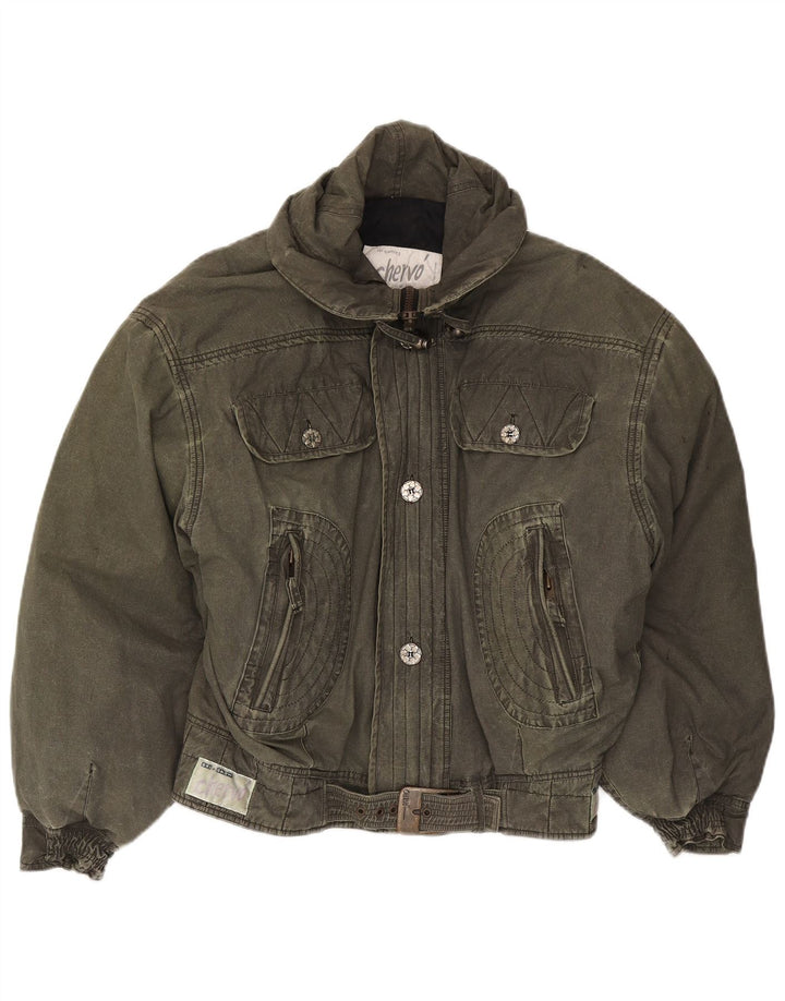 Chervo Mens Ski Jacket UK 44 2XL Khaki Cotton