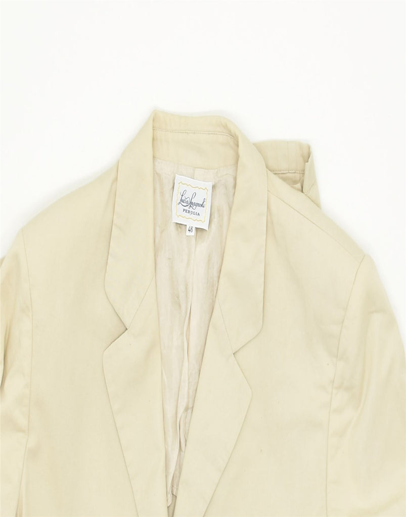 LUISA SPAGNOLI Womens 3 Button Blazer Jacket IT 46 Large Beige Cotton | Vintage | Thrift | Second-Hand | Used Clothing | Messina Hembry 