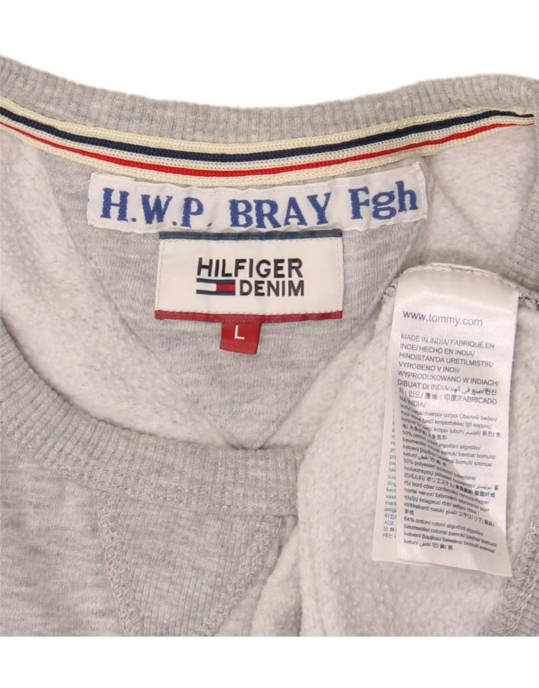 Tommy Hilfiger Mens Graphic Sweatshirt Jumper Large Grey Cotton