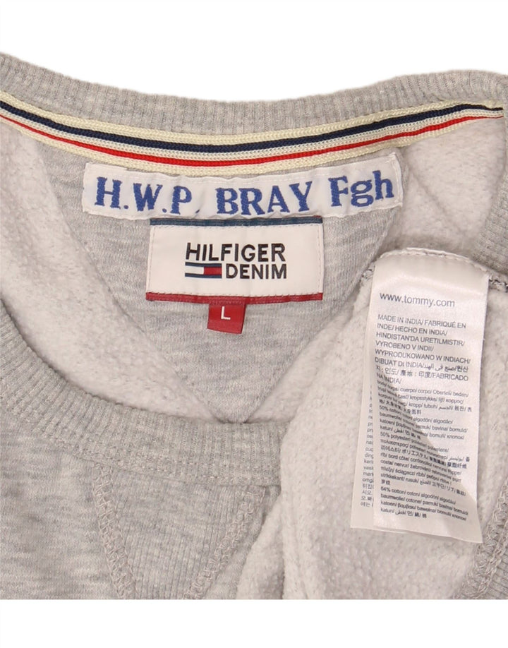 Tommy Hilfiger Mens Graphic Sweatshirt Jumper Large Grey Cotton