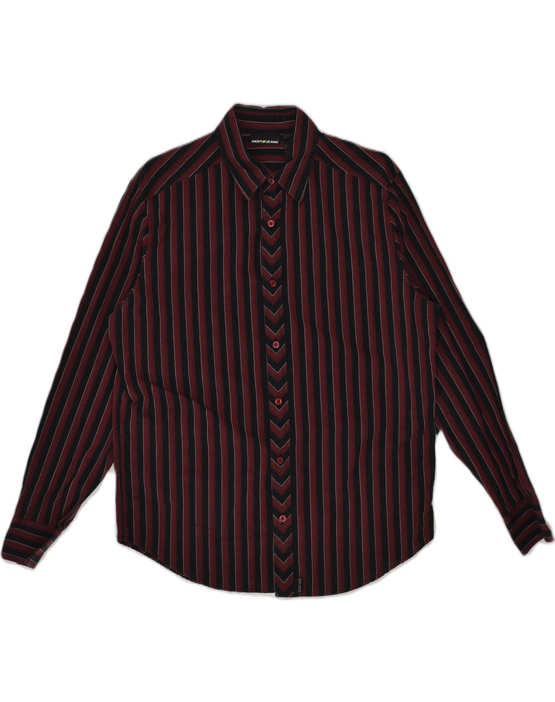 DKNY Mens Shirt Medium Brown Striped Cotton | Vintage Dkny | Thrift | Second-Hand Dkny | Used Clothing | Messina Hembry 