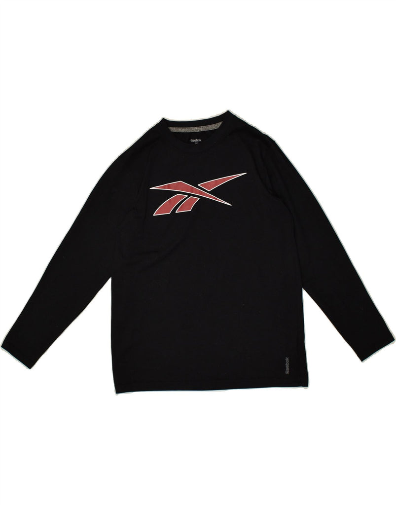 REEBOK Boys Graphic Top Long Sleeve 10-11 Years Medium Black Cotton | Vintage Reebok | Thrift | Second-Hand Reebok | Used Clothing | Messina Hembry 