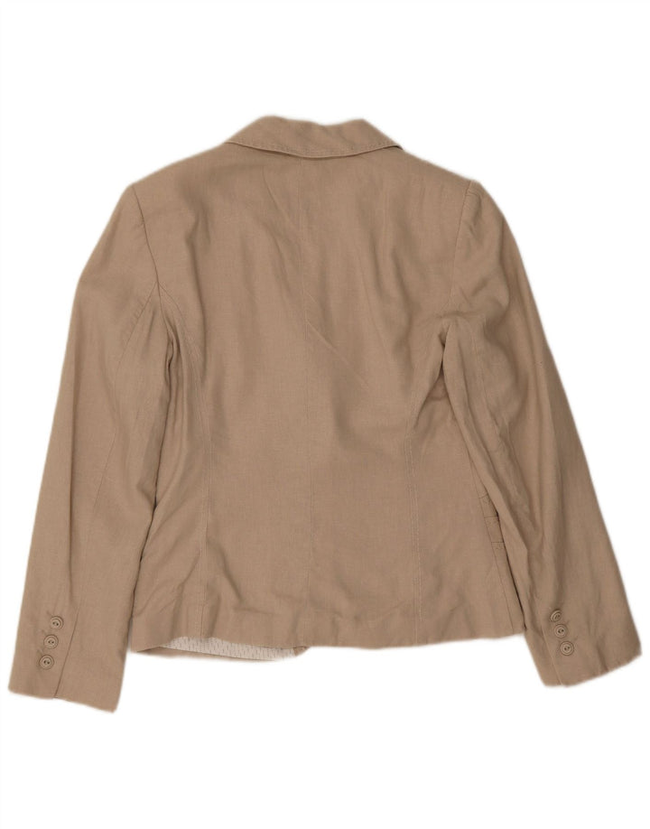 Marks & Spencer Womens 3 Button Blazer Jacket UK 8 Small Beige Polyester
