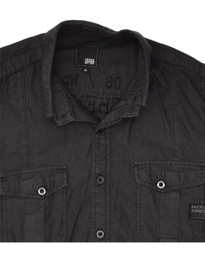 JACK & JONES Mens Military Graphic Shirt Medium Black Cotton | Vintage Jack & Jones | Thrift | Second-Hand Jack & Jones | Used Clothing | Messina Hembry 