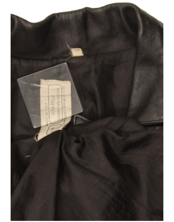 Vintage Womens Leather Coat UK 18 XL Black Leather