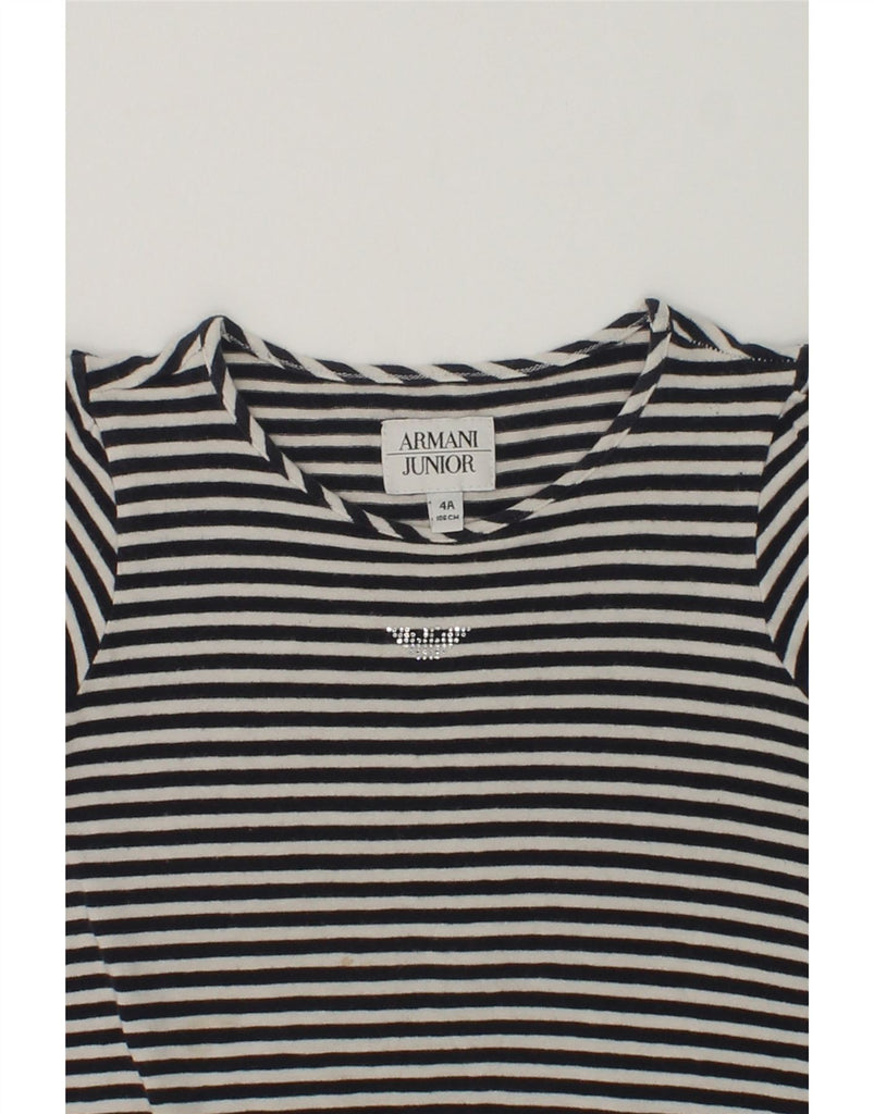 ARMANI JUNIOR Girls T-Shirt Dress 3-4 Years Navy Blue Striped Cotton | Vintage Armani Junior | Thrift | Second-Hand Armani Junior | Used Clothing | Messina Hembry 