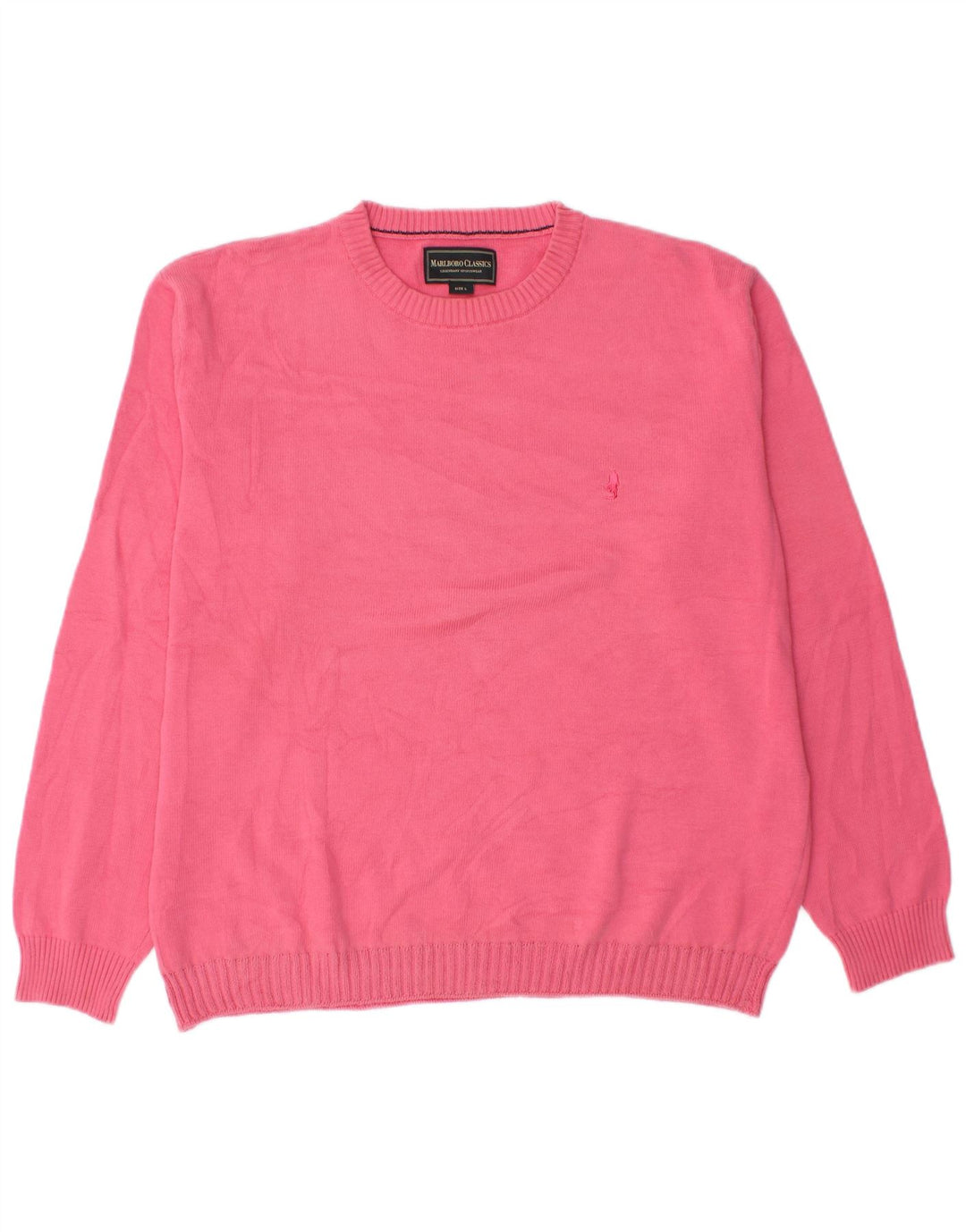Marlboro Classics Mens Crew Neck Jumper Sweater Large Pink Cotton