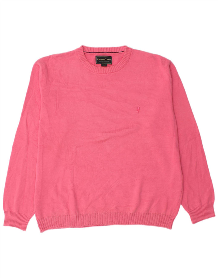 Marlboro Classics Mens Crew Neck Jumper Sweater Large Pink Cotton