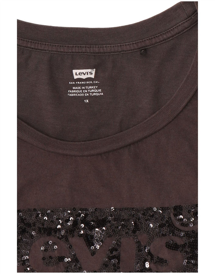 LEVI'S Womens Graphic T-Shirt Top UK 18 XL Brown