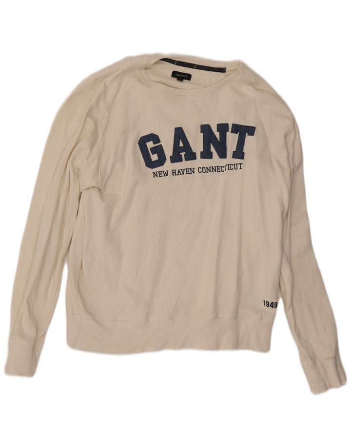 Gant Mens Graphic Sweatshirt Jumper XL White Cotton