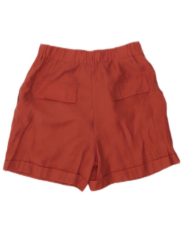 Zara Womens High Waist Pegged Chino Shorts Small W26 Orange Lyocell