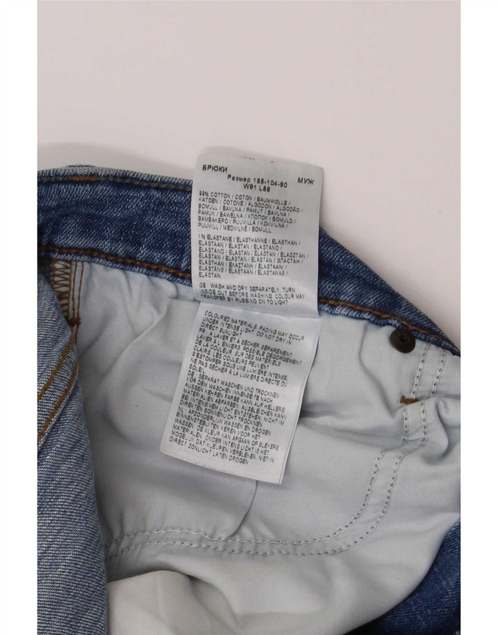 Lee Mens Daren Zip Fly Distressed Slim Jeans W36 L34 Blue Cotton