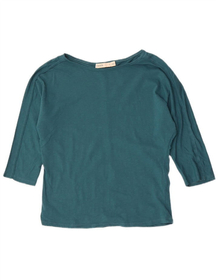Oasis Womens Top 3/4 Sleeve UK 10 Small Green Cotton