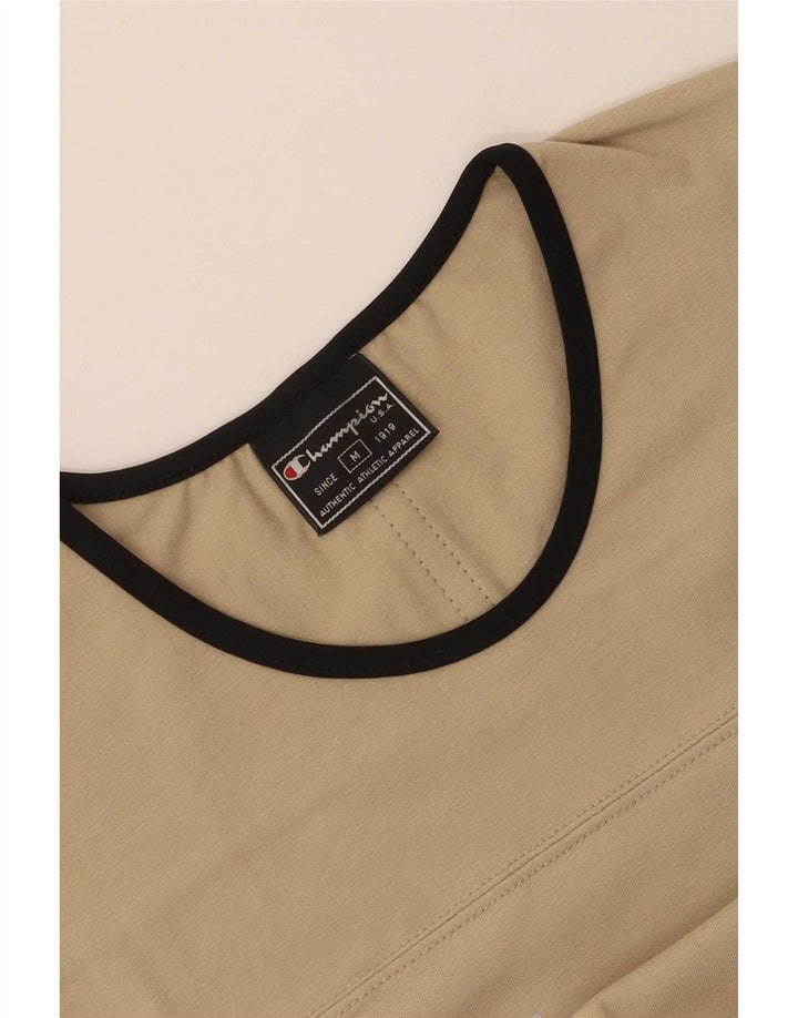 Champion Womens Graphic T-Shirt Top UK 12 Medium Beige