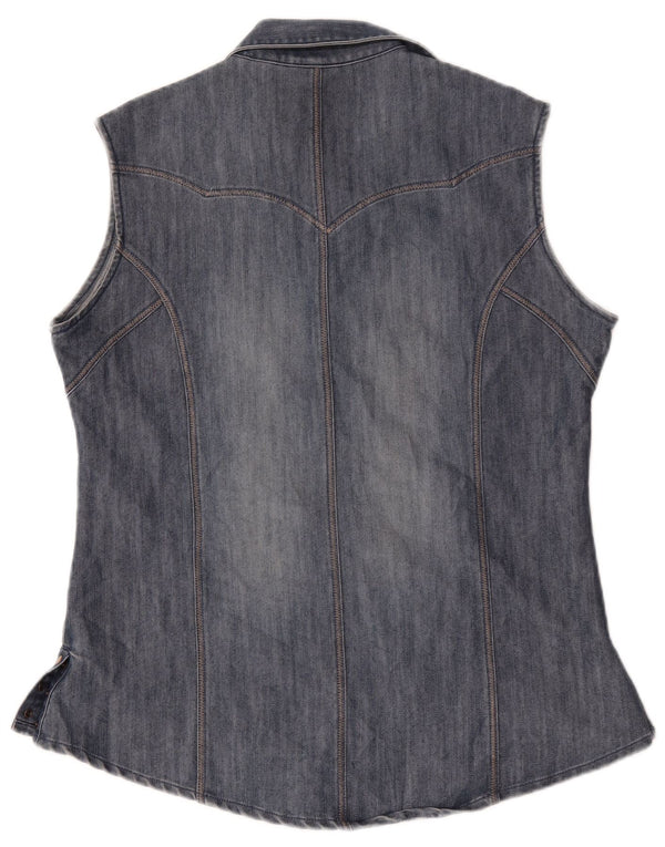 Wrangler Womens Sleeveless Denim Shirt UK 16 Large Blue