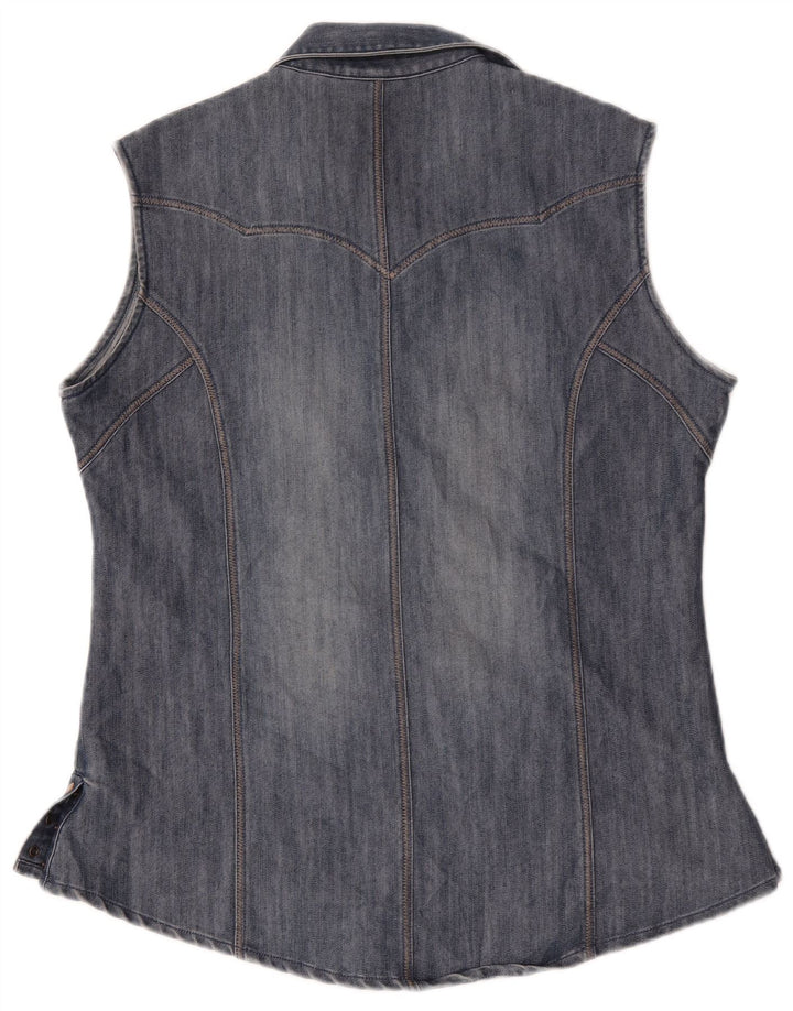 Wrangler Womens Sleeveless Denim Shirt UK 16 Large Blue