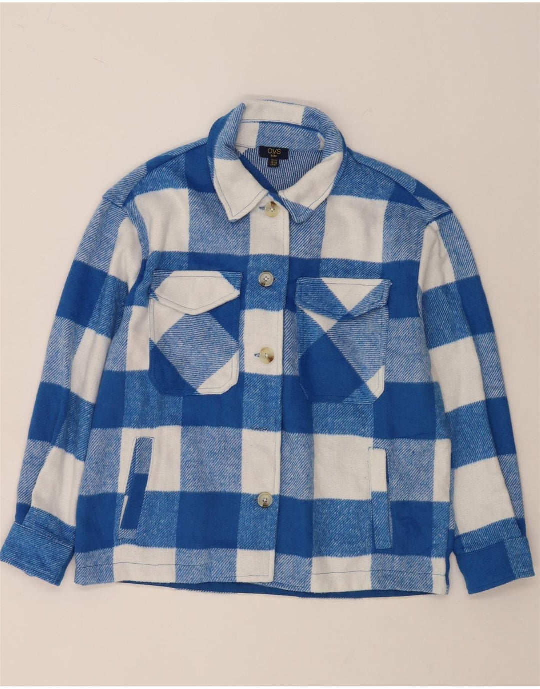 OVS Girls Flannel Shirt 13-14 Years Blue Check Polyester