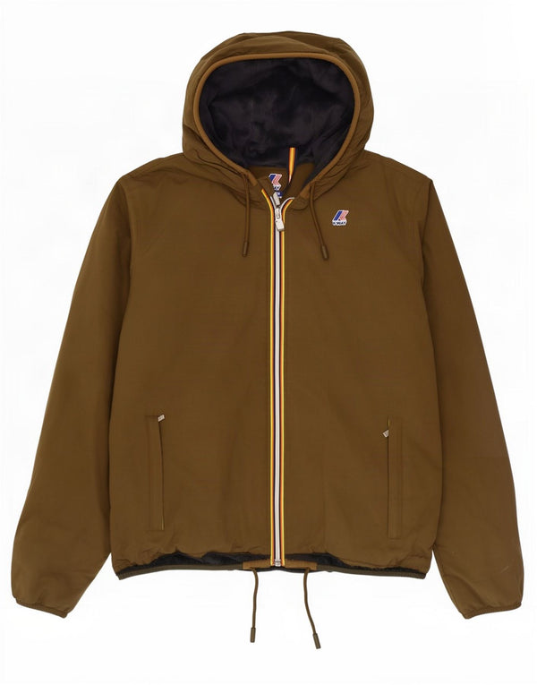 K-Way Mens Hooded Bomber Jacket UK 42 XL Khaki