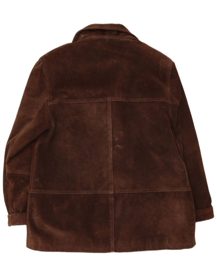 Barone Mens Suede Jacket UK 38 Medium Brown Leather