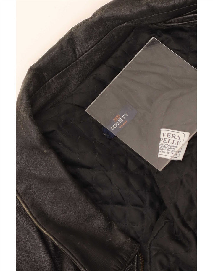 Society Mens Leather Jacket UK 42 XL Black
