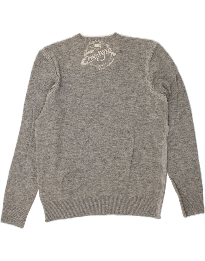ENERGIE Womens V-Neck Jumper Sweater UK 10 Small Grey Wool Vintage Energie and Second-Hand Energie from Messina Hembry 