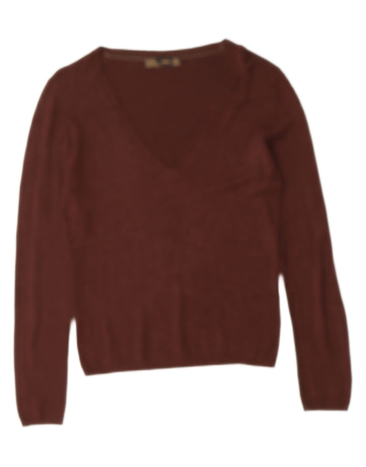 ZARA Womens V-Neck Jumper Sweater UK 14 Large Brown Rayon Vintage Zara and Second-Hand Zara from Messina Hembry 