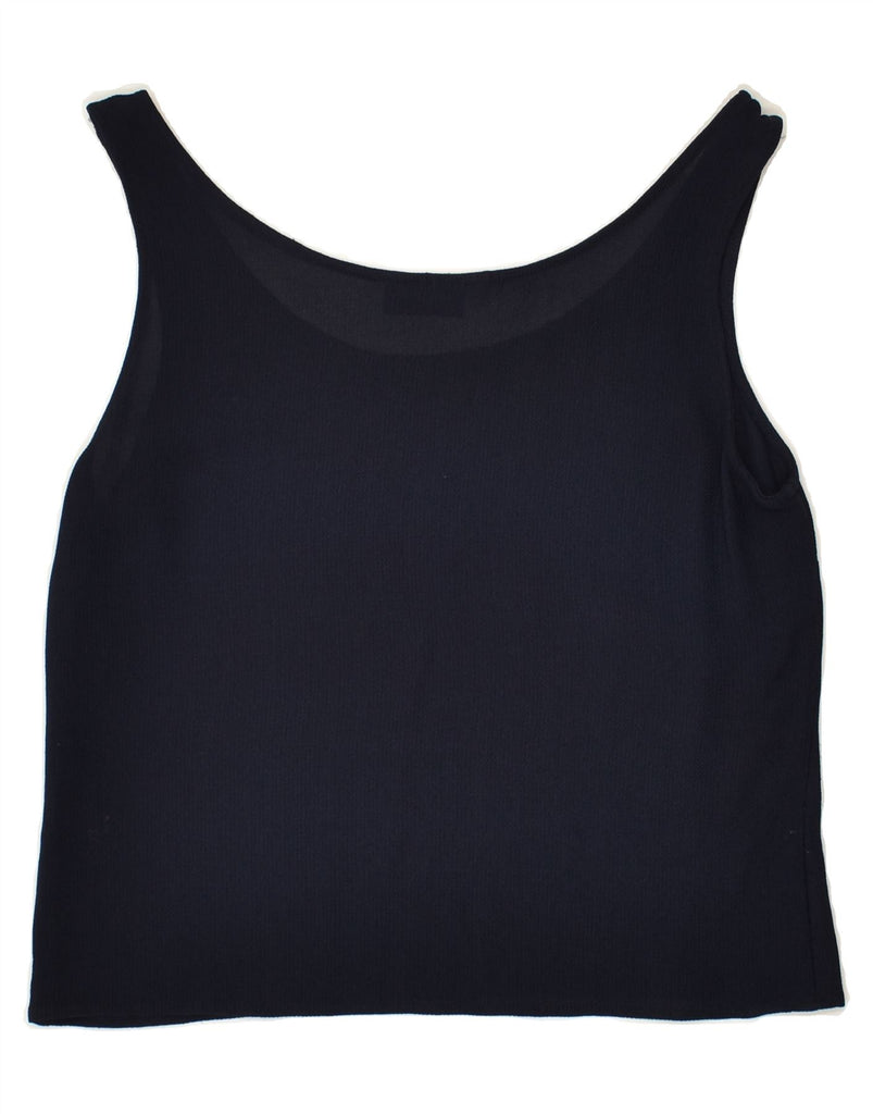 BYBLOS Womens Sleeveless Crop Top IT 44 Medium Navy Blue | Vintage Byblos | Thrift | Second-Hand Byblos | Used Clothing | Messina Hembry 