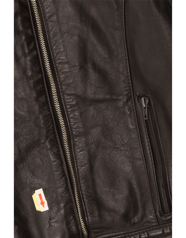 VINTAGE Womens Leather Jacket UK 14 Medium Black