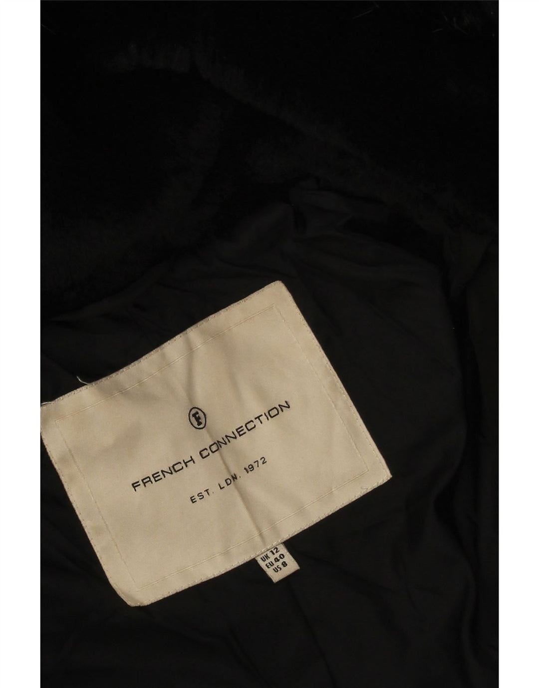 French Connection Womens Hooded Padded Coat UK 12 Medium Black Polyester