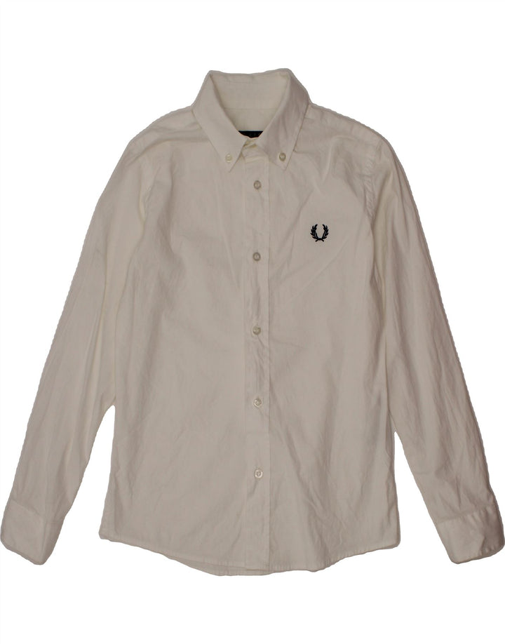 FRED PERRY Boys Shirt 7-8 Years White Cotton Vintage Fred Perry and Second-Hand Fred Perry from Messina Hembry 